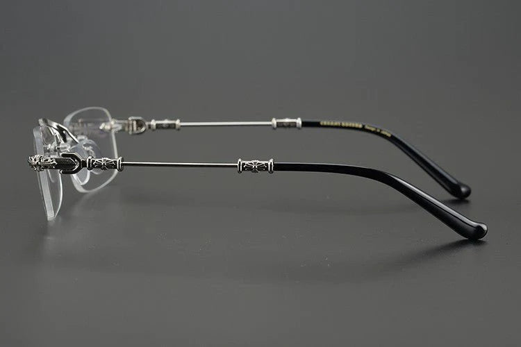 Chrome Hearts Black Rimless Eyeglasses Frame Unisex Luxury Style