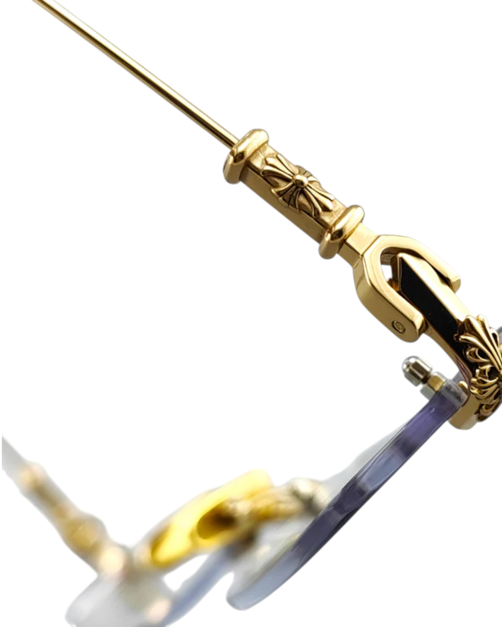 Chrome Hearts Gold Rimless Eyeglasses Frame Unisex Luxury Style