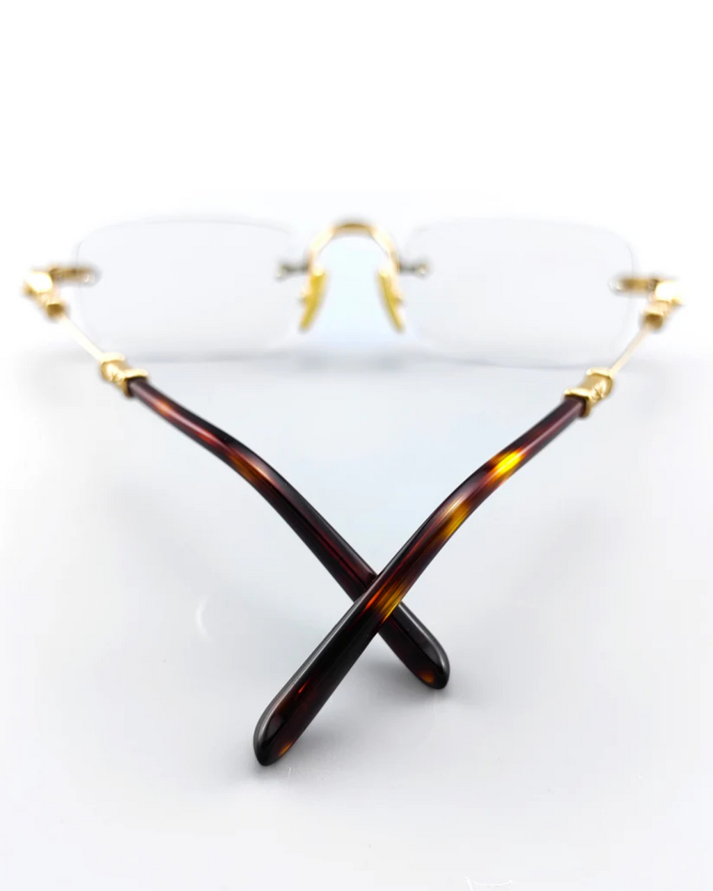 Chrome Hearts Gold Rimless Eyeglasses Frame Unisex Luxury Style