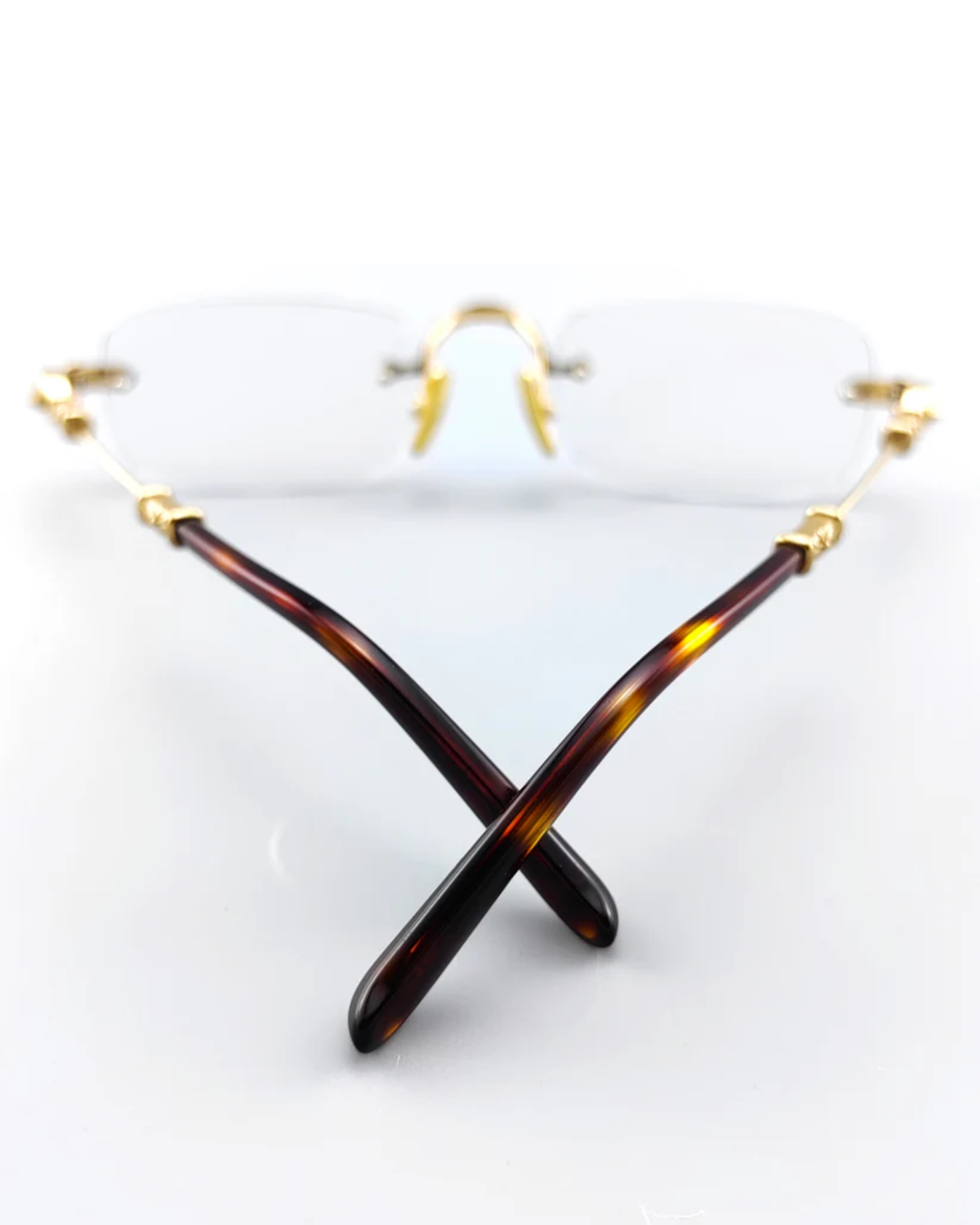 Chrome Hearts Gold Rimless Eyeglasses Frame Unisex Luxury Style