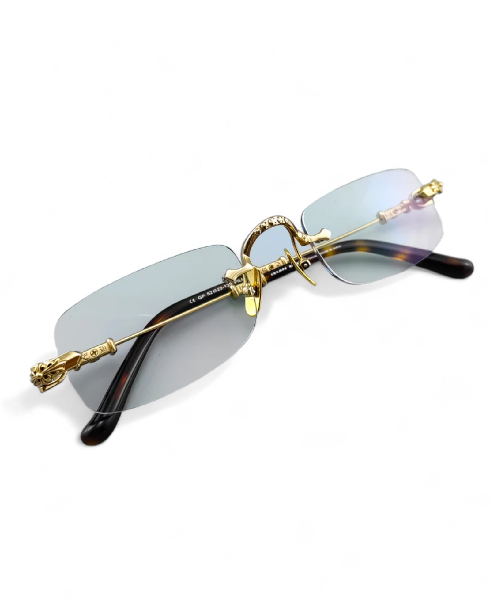 Chrome Hearts Gold Rimless Eyeglasses Frame Unisex Luxury Style