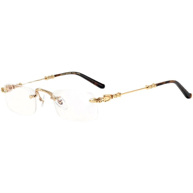 Chrome Hearts Gold Rimless Eyeglasses Frame Unisex Luxury Style