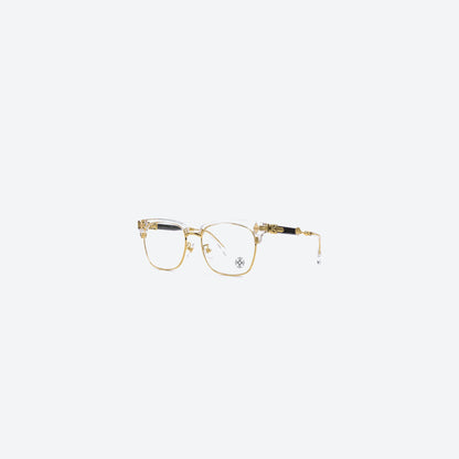 Óculos Clubmaster FERIZ Transparente Dourado, vista em três quartos
